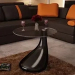 vidaXL Couchtisch mit Runder Glasplatte Hochglanz Schwarz