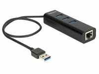 Delock HUB USB 3.0 3 Port extern + 1 x Gigabit LAN Port schwarz
