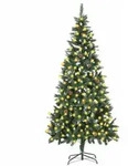 vidaXL Weihnachtsbaum Gefrostet mit Beleuchtung & Zapfen 210 cm