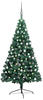 vidaXL Künstlicher Halb-Weihnachtsbaum Beleuchtung Kugeln Grün 120 cm