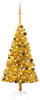 vidaXL Künstlicher Weihnachtsbaum Beleuchtung & Kugeln Gold 120 cm PET