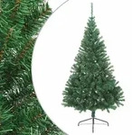vidaXL K&uuml;nstlicher Halb-Weihnachtsbaum mit St&auml;nder Gr&uuml;n 210 cm PVC