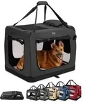 lionto Hundetransportbox faltbar, stabile Stoffbox mit Mesh-Eins&auml;tzen, ideal...
