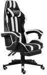 vidaXL Gaming-Stuhl mit Fu&szlig;st&uuml;tze Schwarz und Wei&szlig; Kunstleder