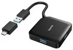 Hama 00200116 USB-Hub 4 Port USB-A USB 3.0 5 GBit/s mit USB-C&reg; Stecker Schwarz