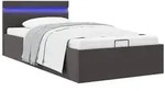 vidaXL Bett mit Bettkasten Hydraulisch LED Dunkelgrau Stoff 90x200 cm