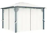 vidaXL Pavillon mit Vorh&auml;ngen 300 x 300 cm Creme Aluminium
