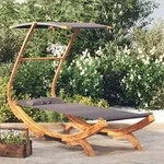 vidaXL Sonnenliege mit Dach 100x190x134 cm Bugholz Massiv Anthrazit