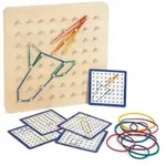 Small foot 11977 - Geoboard aus Holz, Geometrie-Lernspiel, 72-teilig