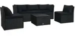 vidaXL 4-tlg. Garten-Lounge-Set mit Auflagen Poly Rattan Schwarz