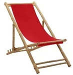 vidaXL Liegestuhl Bambus und Canvas Rot