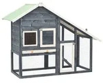 vidaXL Kaninchenstall Grau und Wei&szlig; 140x63x120 cm Tanne Massivholz