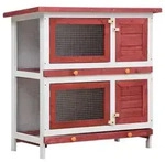 vidaXL Kaninchenstall 4 T&uuml;ren Rot Holz