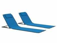 vidaXL Klappbare Strandmatte 2 Stk. Stahl und Stoff Blau