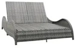 vidaXL Doppel-Sonnenliege mit Auflage Poly Rattan Anthrazit