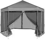 vidaXL Hexagonal Pop-Up Zelt mit 6 Seitenw&auml;nden Grau 3,6x3,1 m