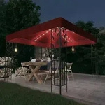 vidaXL Pavillon mit LED-Lichterkette 3x3 m Weinrot