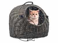 vidaXL Katzen-Transportkorb Grau 60x45x45 cm Natürliche Weide