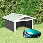 vidaXL Roboter-Rasenm&auml;her Garage 72x87x50 cm Grau Wei&szlig; Tannenholz