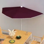vidaXL Halb-Sonnenschirm mit Mast 180x90 cm Bordeauxrot
