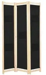 vidaXL 3-teiliger Raumteiler Schwarz 120 x 170 x 4 cm Stoff