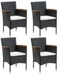vidaXL Garten-Essst&uuml;hle 4 Stk. Poly Rattan Schwarz