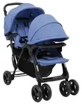 vidaXL Tandem-Zwillingskinderwagen Marineblau Stahl
