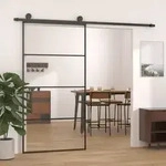 vidaXL Schiebet&uuml;r Aluminium und ESG Glas 102,5x205 cm Schwarz