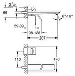 GROHE 2-Loch-Waschtischbatterie LINEARE Ausldg 207mm ha graph geb&uuml;