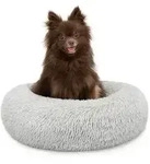lionto Hundebett aus Pl&uuml;sch in Donut-Form, 40 cm Durchmesser, hellgrau