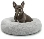 lionto Hundebett aus Pl&uuml;sch in Donut-Form, 70 cm Durchmesser, hellgrau