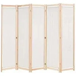 vidaXL 5-teiliger Raumteiler Creme 200 x 170 x 4 cm Stoff