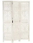 vidaXL 3tlg. Raumteiler Handgeschnitzt Wei&szlig; 120&times;165cm Mango Massivholz