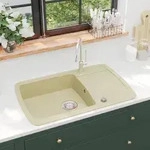 vidaXL Granitsp&uuml;le Einzelbecken Beige