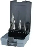 Mehrstufenbohrersatz D.4-12/4-20/4-30mm HSS Spiralnut 3tlg.Ku.-Kass.RUKO