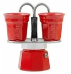 BIALETTI - Espressokocher Set Mini Express rot+ 2 Espressobecher