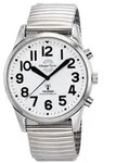 MasterTime sprechende Herrenuhr MTGA-10691-61M, Funk, Edelstahl-Zugband, analog