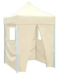 vidaXL Profi-Partyzelt Faltbar mit 4 Seitenw&auml;nden 2&times;2m Stahl Creme