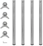 4x h&ouml;henverstellbares Tischbein Nickel geb&uuml;rstet 870 mm