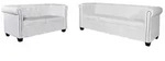 vidaXL Chesterfield-Sofas 2-Sitzer und 3-Sitzer Kunstleder Wei&szlig;