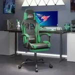 vidaXL Gaming-Stuhl mit Fu&szlig;st&uuml;tze Schwarz und Gr&uuml;n Kunstleder