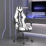 vidaXL Gaming-Stuhl mit Fu&szlig;st&uuml;tze Drehbar Wei&szlig; & Schwarz Kunstleder