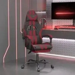 vidaXL Gaming-Stuhl mit Fu&szlig;st&uuml;tze Drehbar Schwarz & Weinrot Kunstleder