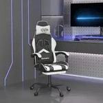 vidaXL Gaming-Stuhl mit Fu&szlig;st&uuml;tze Drehbar Schwarz & Wei&szlig; Kunstleder