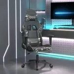 vidaXL Gamingstuhl mit Massage Fu&szlig;st&uuml;tze Schwarz Tarnfarben Kunstleder