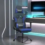 vidaXL Gaming-Stuhl mit Massage & Fu&szlig;st&uuml;tze Schwarz & Blau Kunstleder