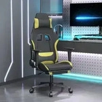 vidaXL Gaming-Stuhl mit Massage & Fu&szlig;st&uuml;tze Schwarz und Hellgr&uuml;n Stoff