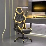 vidaXL Gaming-Stuhl mit Massage & Fu&szlig;st&uuml;tze Schwarz Golden Kunstleder