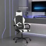 vidaXL Gaming-Stuhl Drehbar Schwarz und Wei&szlig; Kunstleder