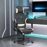 vidaXL Gaming-Stuhl mit Fu&szlig;st&uuml;tze Schwarz und Creme Stoff